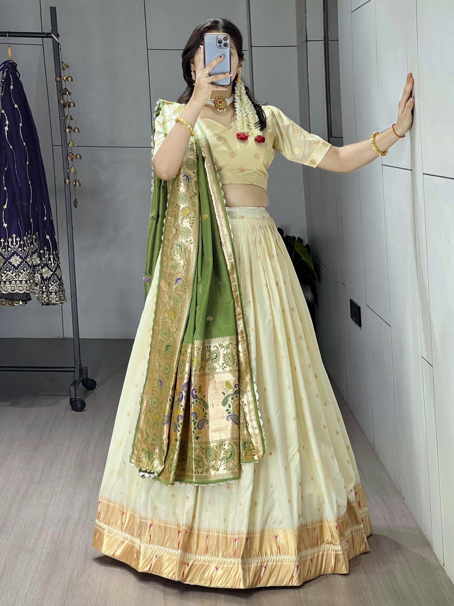 Ved Paithani Silk GRN Customized lehenga choli suppliers in Gujarat