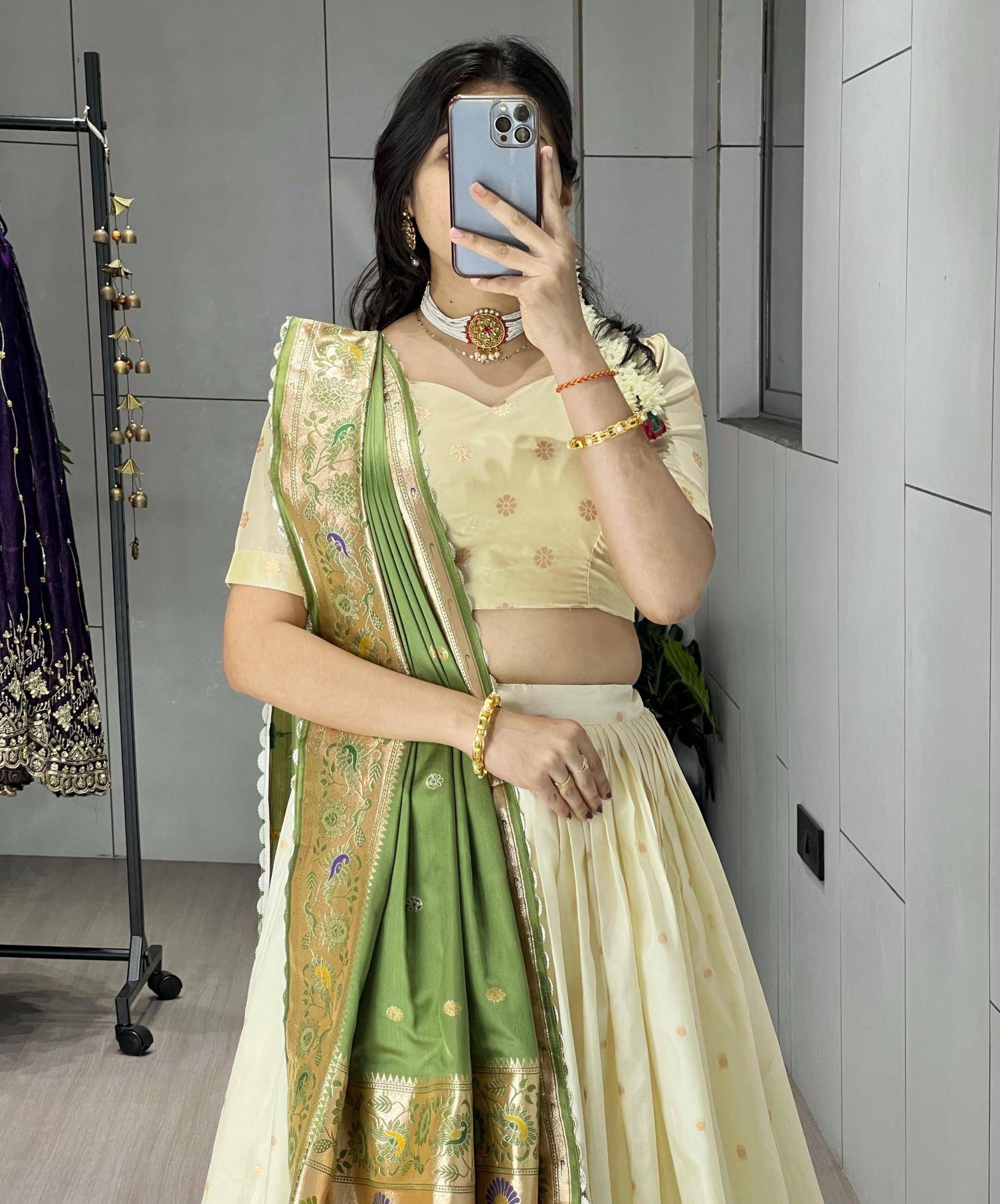 Ved Paithani Silk GRN Customized lehenga choli suppliers in Gujarat