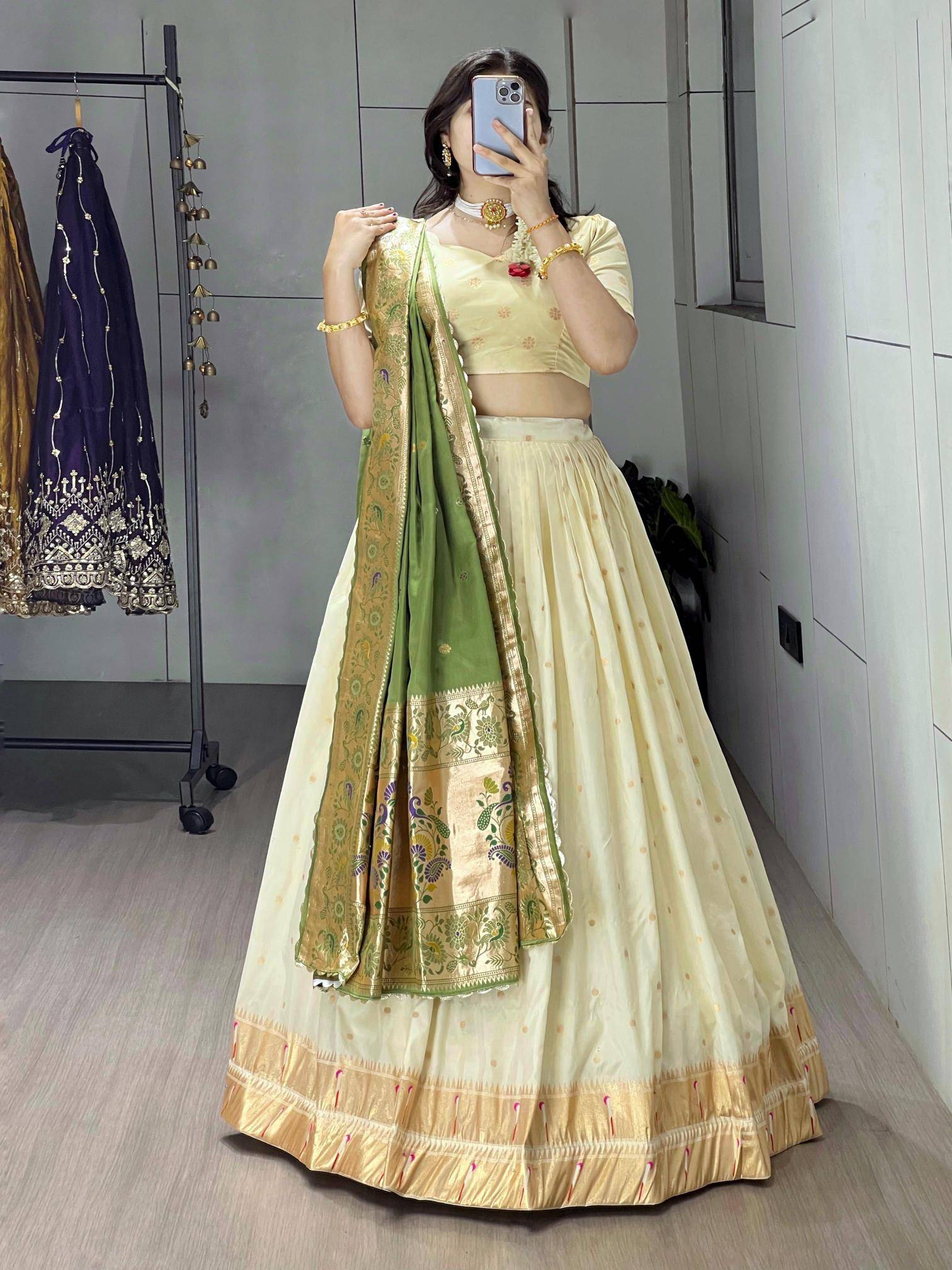Ved Paithani Silk GRN Customized lehenga choli suppliers in Gujarat