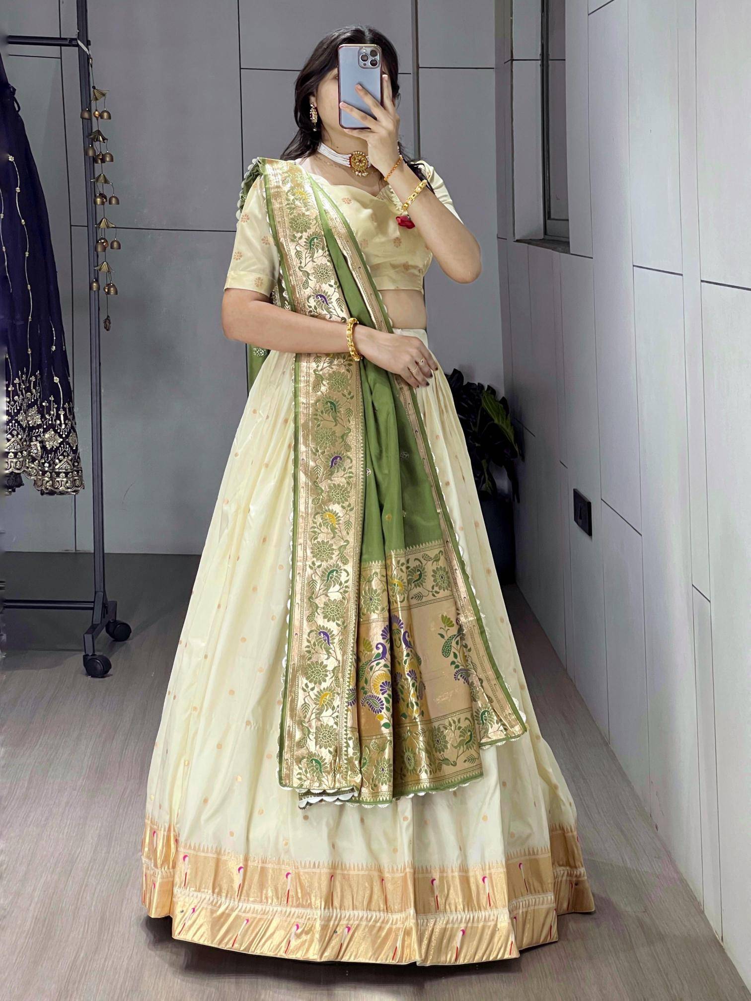 Ved Paithani Silk GRN Customized lehenga choli suppliers in Gujarat
