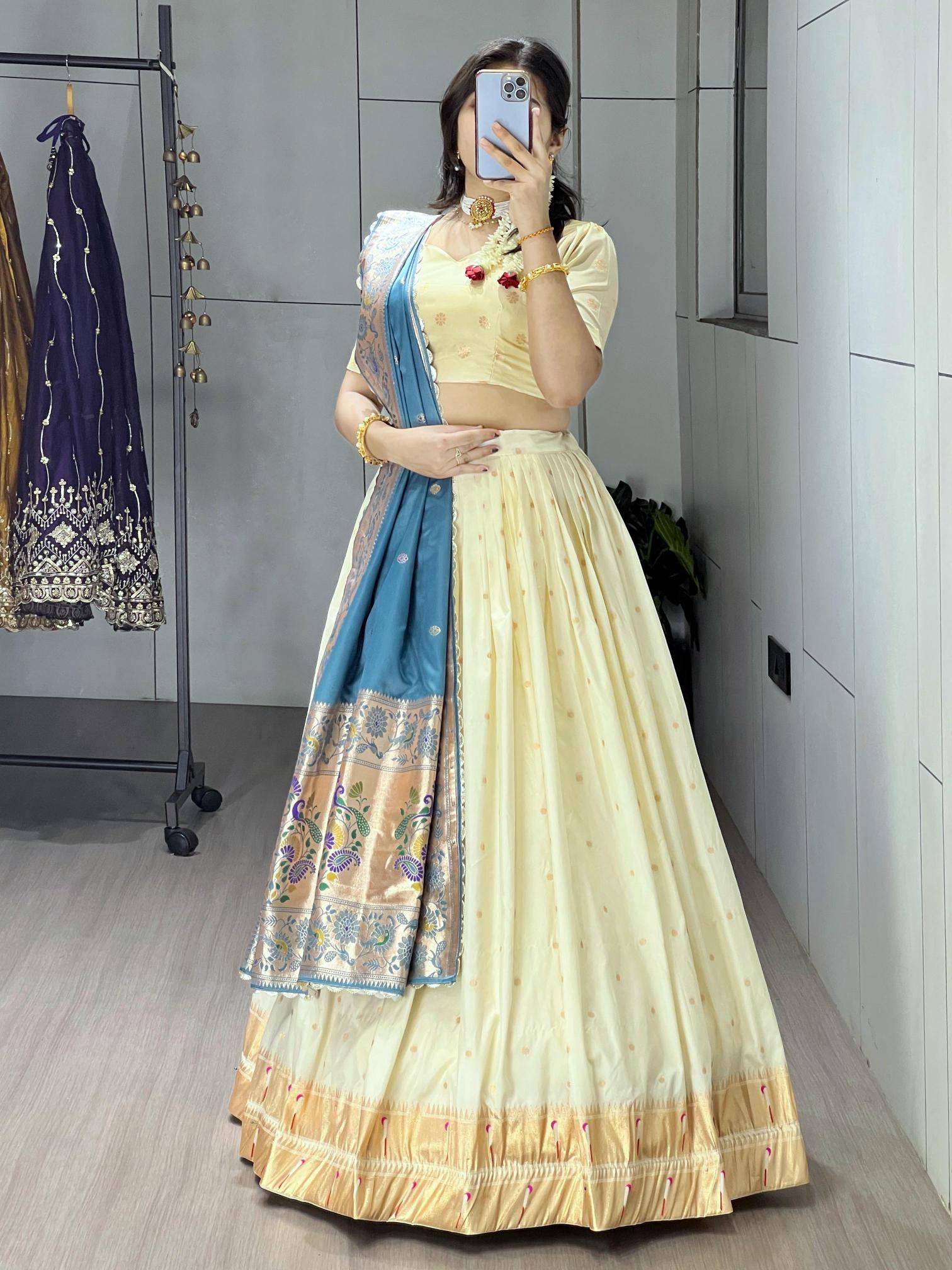 Ved Paithani Silk RAMA Lehenga choli materials wholesalers in Gujarat