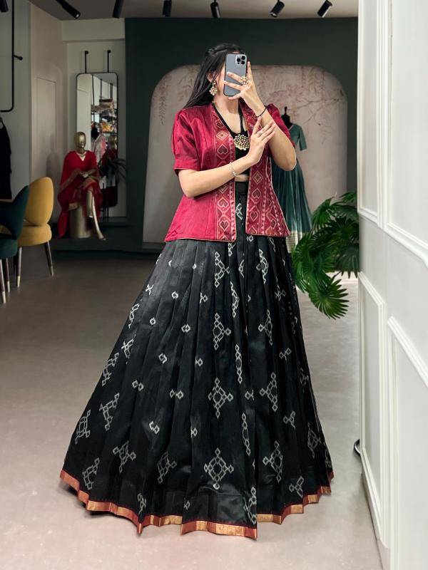 NNK 1110 Jacquard Silk Co-ord Se BLK Lehenga choli manufacturers in Pune