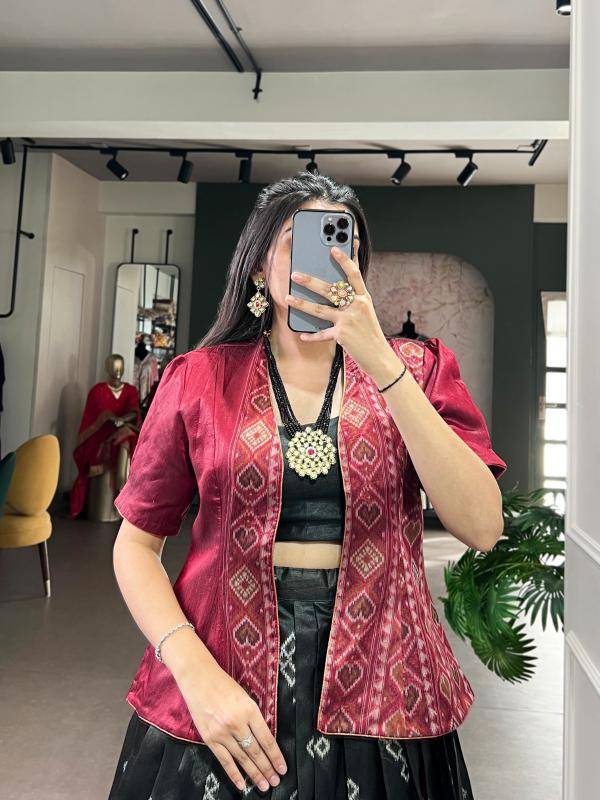 NNK 1110 Jacquard Silk Co-ord Se BLK Lehenga choli manufacturers in Pune