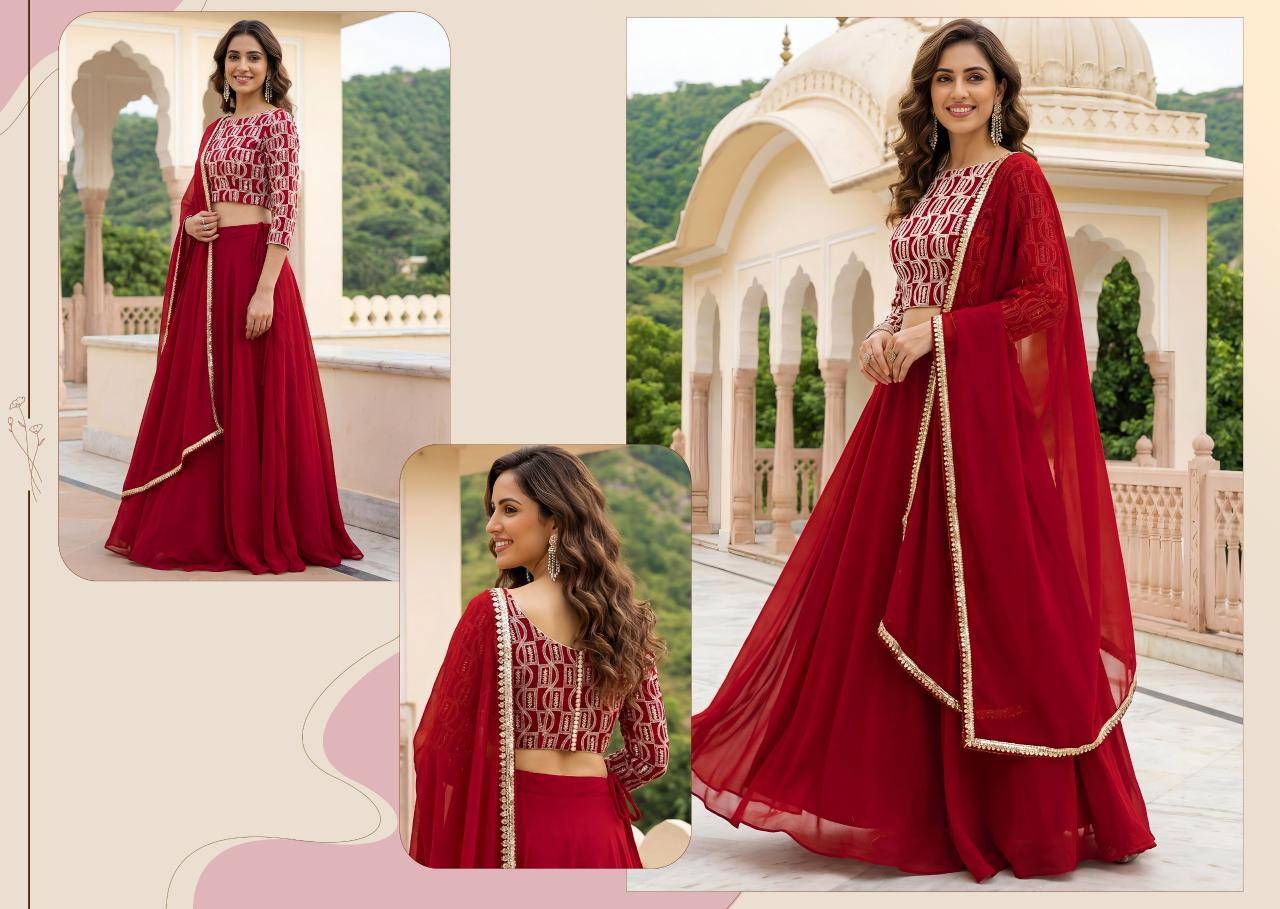 Zeel Clothing vol 32 Georgette Red Lehenga choli shopping in Pune