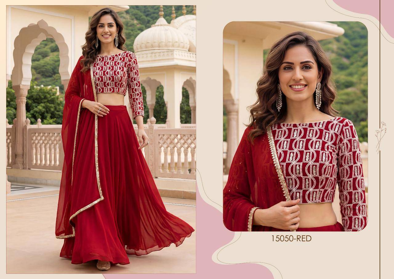 Zeel Clothing vol 32 Georgette Red Lehenga choli shopping in Pune