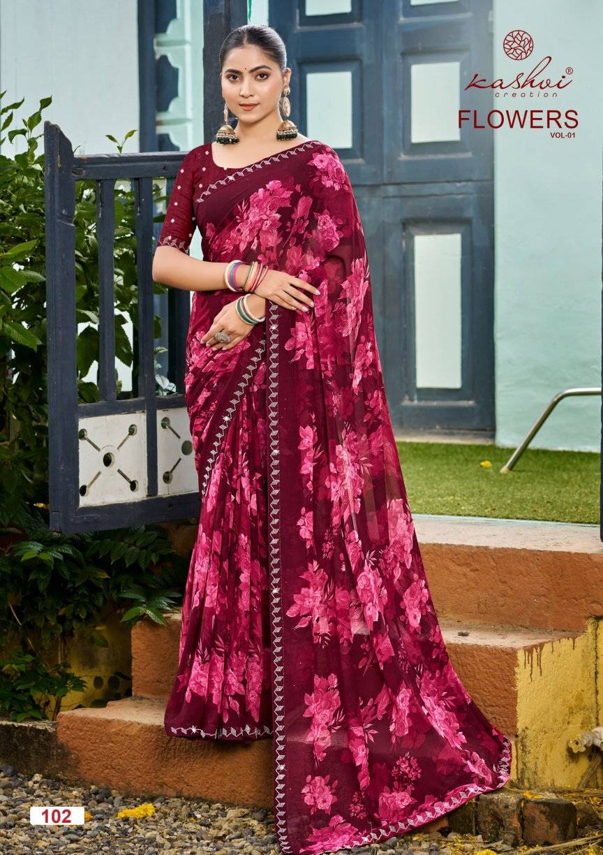 Kashvi Flowers Vol 1 Designer sarees wholesale in Hyderabad