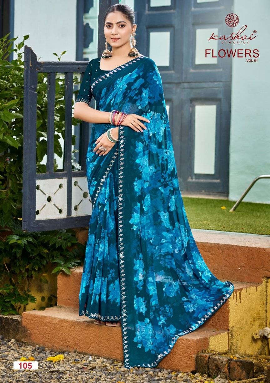 Kashvi Flowers Vol 1 Designer sarees wholesale in Hyderabad