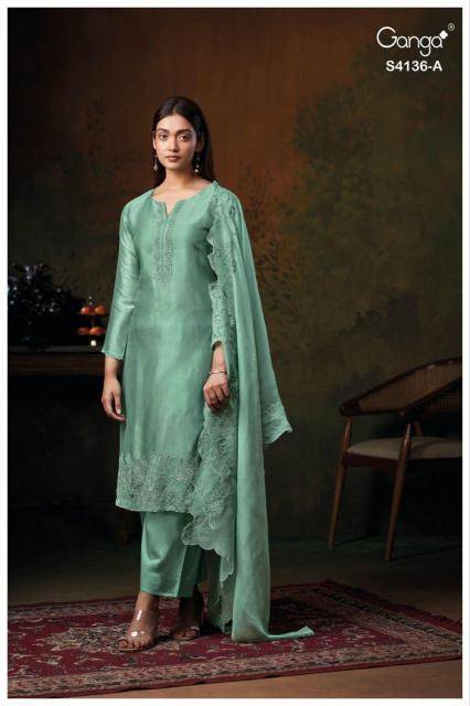 Ganga iniya 4136 Dress material suppliers in Pune