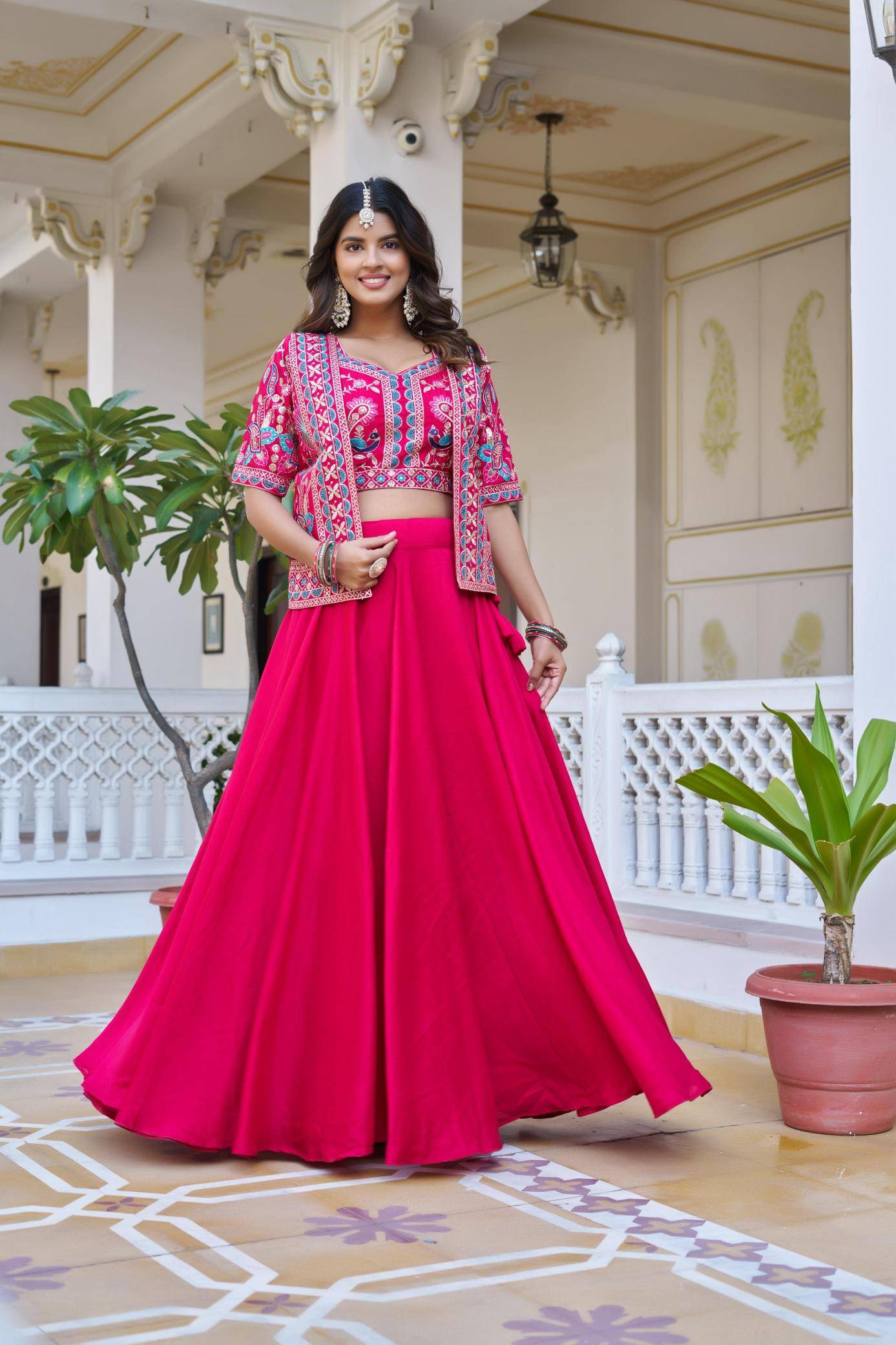 Launching New Festival Ram-142 Vichitra Red Lehenga choli manufacturers in Pune