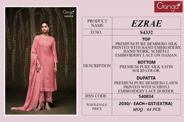 Ganga ezrae 4332 Wholesale dress material market in India