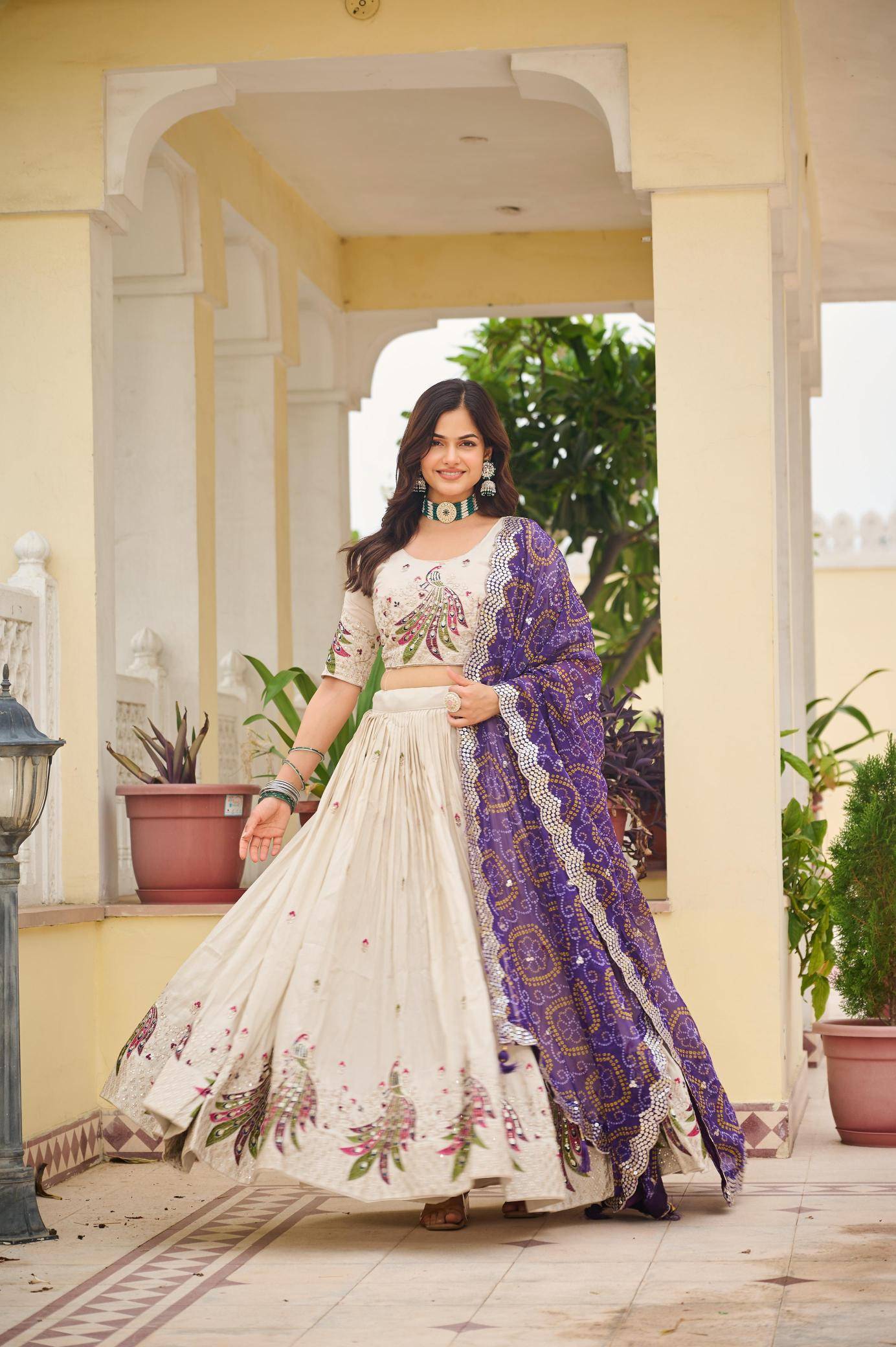 New Launching Festival Ram 102 Tissue silk Purple Customized lehenga choli manufacturers in Bengaluru