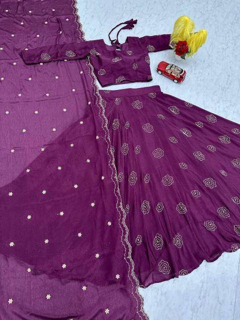 Launching Festival Special Pc 553 Chinon Purple Wholesale lehenga choli suppliers