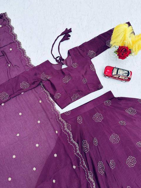 Launching Festival Special Pc 553 Chinon Purple Wholesale lehenga choli suppliers