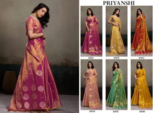 PRIYANSHI TISSUE SILK by SHREE SHYAM FASHION fancy designer Soft tissue silk fabric saree wholesale with Fancy latkan