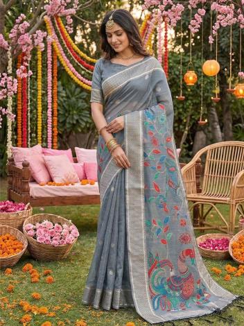 UTSAV by SHREE SHYAM FASHION fancy designer Soft LINEN COTTON fabric saree wholesale with Fancy latkan