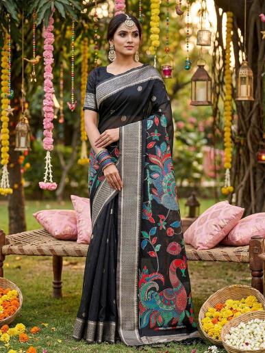 UTSAV by SHREE SHYAM FASHION fancy designer Soft LINEN COTTON fabric saree wholesale with Fancy latkan