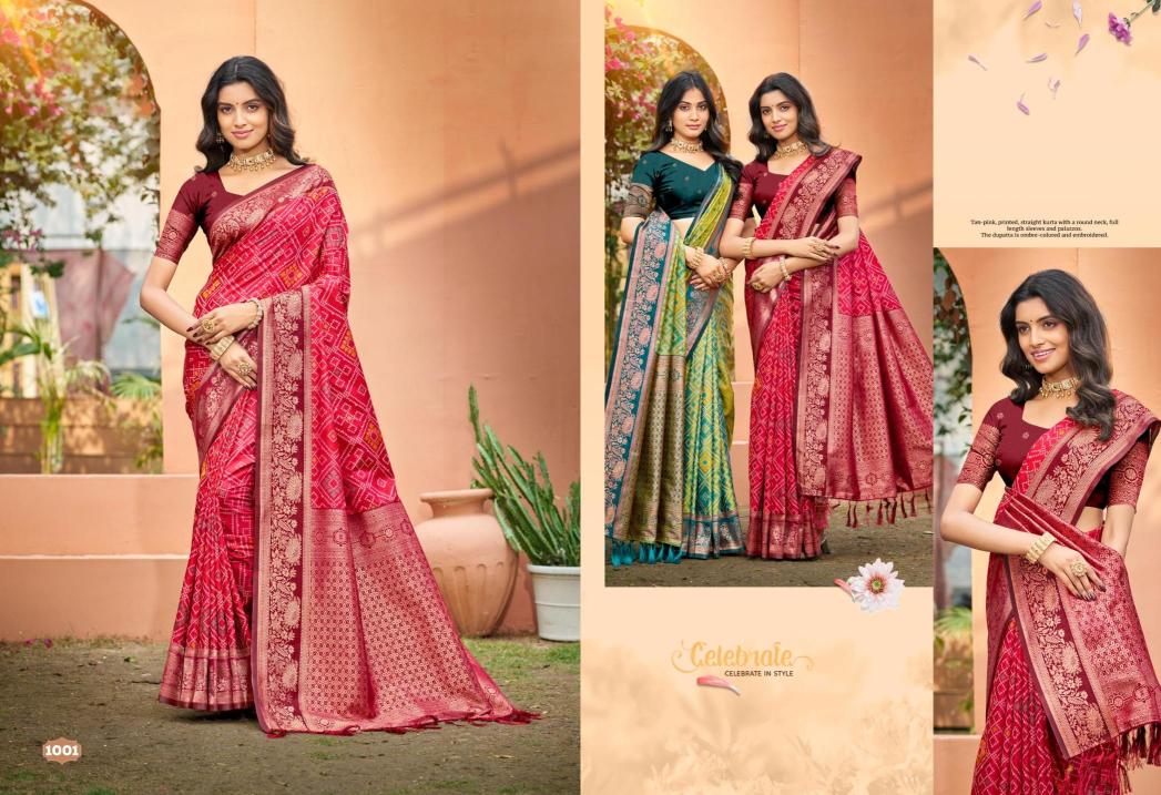 Bunawat - Anarkali Silk Sangam Prints SOFT SILK Woven Work Traditional Saree