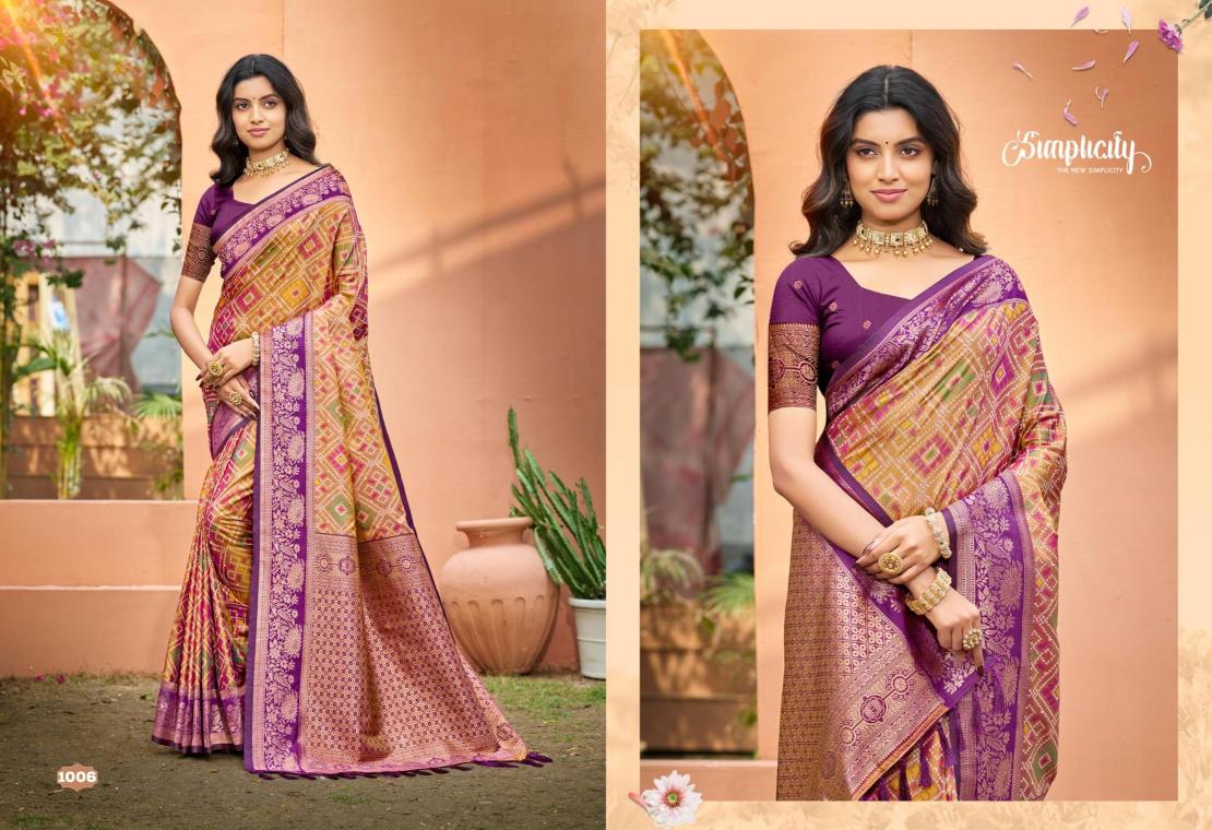 Bunawat - Anarkali Silk Sangam Prints SOFT SILK Woven Work Traditional Saree