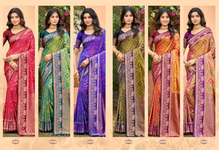 Bunawat - Anarkali Silk Sangam Prints SOFT SILK Woven Work Traditional Saree