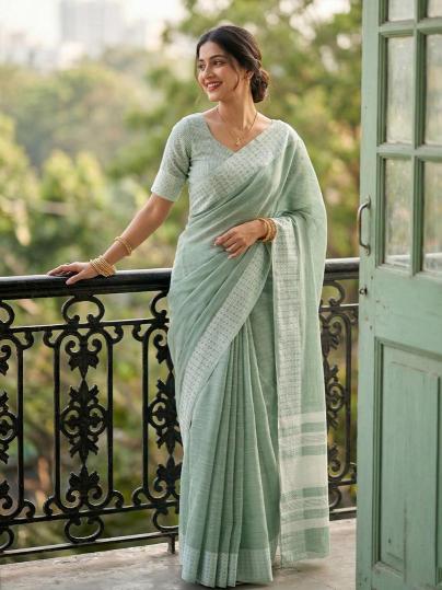 LINEN LOOMS VOL 2 by SHREE SHYAM FASHION fancy designer Soft LINEN COTTON fabric saree WITH LAKHNAVI BORDAR wholesale with Fancy latkan