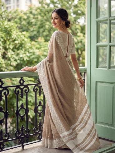 LINEN LOOMS VOL 2 by SHREE SHYAM FASHION fancy designer Soft LINEN COTTON fabric saree WITH LAKHNAVI BORDAR wholesale with Fancy latkan