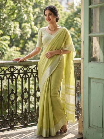 LINEN LOOMS VOL 2 by SHREE SHYAM FASHION fancy designer Soft LINEN COTTON fabric saree WITH LAKHNAVI BORDAR wholesale with Fancy latkan