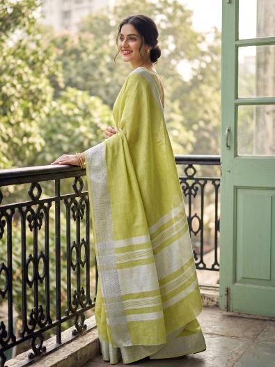 LINEN LOOMS VOL 2 by SHREE SHYAM FASHION fancy designer Soft LINEN COTTON fabric saree WITH LAKHNAVI BORDAR wholesale with Fancy latkan