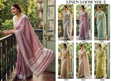 LINEN LOOMS VOL 2 by SHREE SHYAM FASHION fancy designer Soft LINEN COTTON fabric saree WITH LAKHNAVI BORDAR wholesale with Fancy latkan