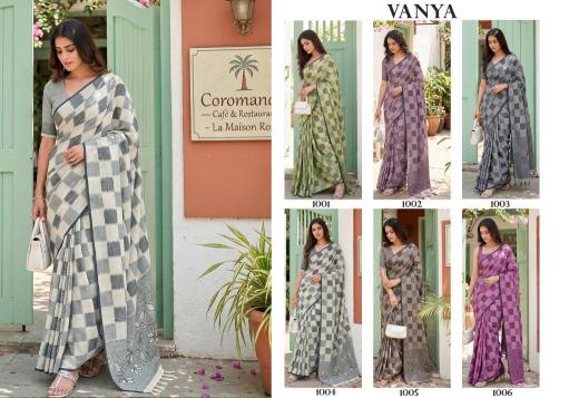 VANYA by SHREE SHYAM FASHION fancy designer Soft LINEN COTTON SOFT fabric saree wholesale with Fancy latkan