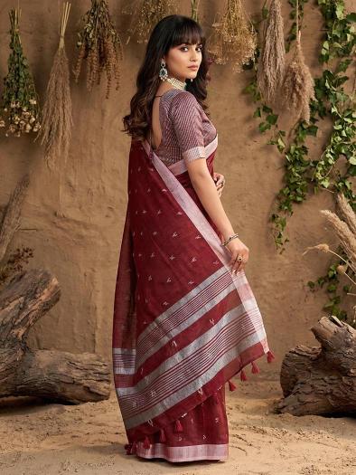 RITIKA by SHREE SHYAM FASHION fancy designer Soft LINEN COTTON SOFT fabric saree wholesale with Fancy latkan