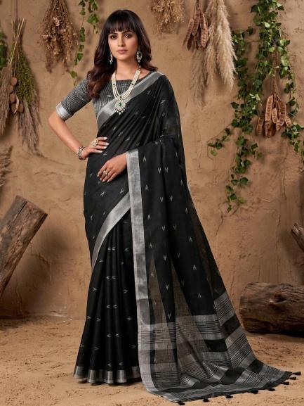 RITIKA by SHREE SHYAM FASHION fancy designer Soft LINEN COTTON SOFT fabric saree wholesale with Fancy latkan