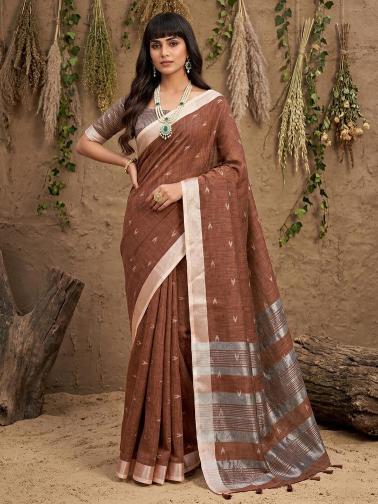 RITIKA by SHREE SHYAM FASHION fancy designer Soft LINEN COTTON SOFT fabric saree wholesale with Fancy latkan
