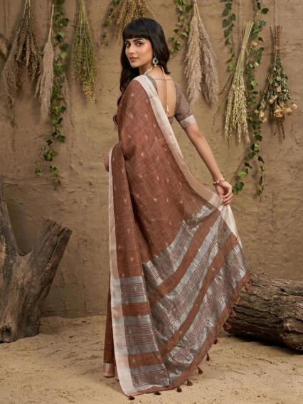 RITIKA by SHREE SHYAM FASHION fancy designer Soft LINEN COTTON SOFT fabric saree wholesale with Fancy latkan