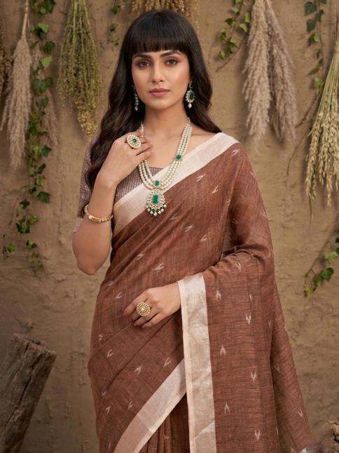 RITIKA by SHREE SHYAM FASHION fancy designer Soft LINEN COTTON SOFT fabric saree wholesale with Fancy latkan