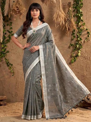RITIKA by SHREE SHYAM FASHION fancy designer Soft LINEN COTTON SOFT fabric saree wholesale with Fancy latkan