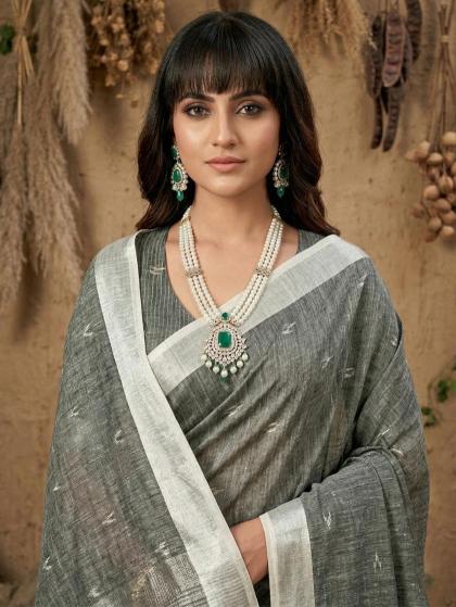 RITIKA by SHREE SHYAM FASHION fancy designer Soft LINEN COTTON SOFT fabric saree wholesale with Fancy latkan