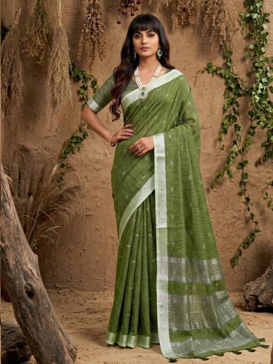 RITIKA by SHREE SHYAM FASHION fancy designer Soft LINEN COTTON SOFT fabric saree wholesale with Fancy latkan