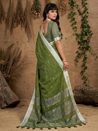 RITIKA by SHREE SHYAM FASHION fancy designer Soft LINEN COTTON SOFT fabric saree wholesale with Fancy latkan