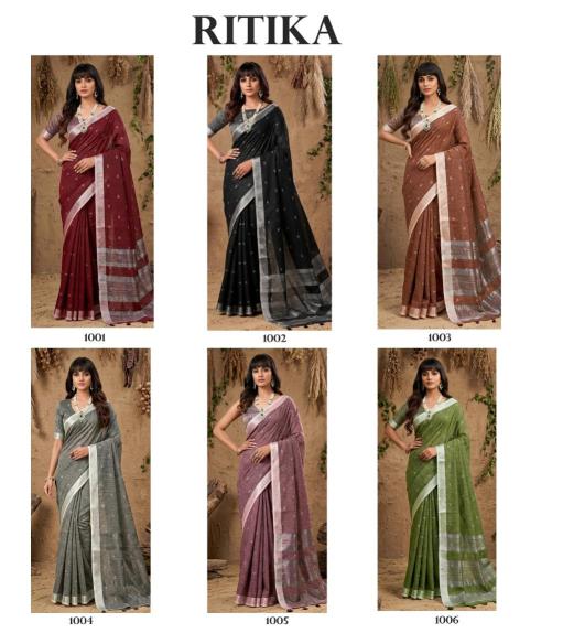 RITIKA by SHREE SHYAM FASHION fancy designer Soft LINEN COTTON SOFT fabric saree wholesale with Fancy latkan