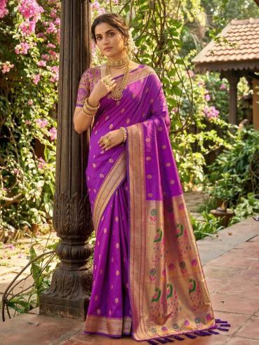 Parampara by SHREE SHYAM FASHION fancy designer Paithani SOFT Silk fabric saree wholesale with Fancy latkan