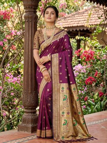 Parampara by SHREE SHYAM FASHION fancy designer Paithani SOFT Silk fabric saree wholesale with Fancy latkan