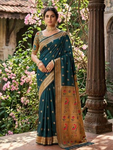Parampara by SHREE SHYAM FASHION fancy designer Paithani SOFT Silk fabric saree wholesale with Fancy latkan