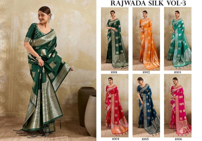 RAJWADA SILK VOL 3 by SHREE SHYAM FASHION fancy designer Soft SILK BLEND fabric saree wholesale with Fancy latkan