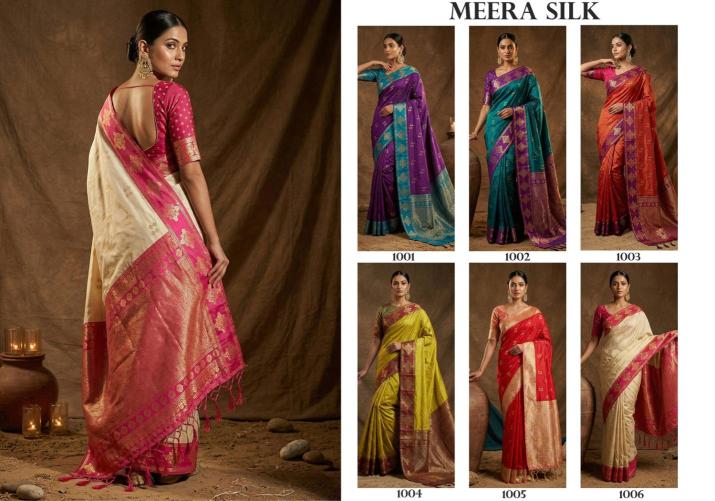 MEERA SILK by SHREE SHYAM FASHION fancy designer Soft Silk fabric WEDDING WEAR saree wholesale with Fancy latkan