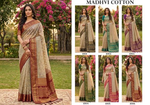 MADHVI COTTON BY SHREE SHYAM FASHION BARND fancy designer COTTON Silk WITH ZARI BORDAR fabric saree wholesale with Fancy latkan