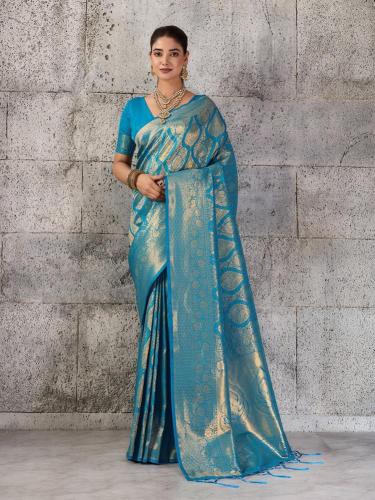 PRISHA SILK by SHREE SHYAM FASHION fancy designer Kanjivaram silk Blend fabric saree wholesale with Fancy latkan