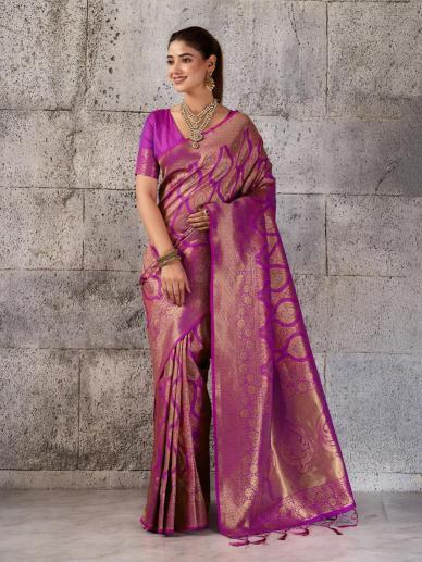 PRISHA SILK by SHREE SHYAM FASHION fancy designer Kanjivaram silk Blend fabric saree wholesale with Fancy latkan