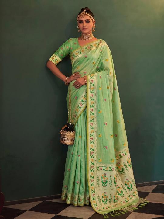 MAHESHWARI SILK by SHREE SHYAM FASHION fancy designer Soft tissue silk WITH MEENA fabric saree wholesale with Fancy latkan