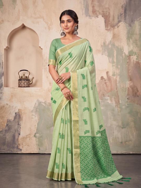 AARZOO by SHREE SHYAM FASHION fancy designer Soft LINEN COTTON fabric saree wholesale with Fancy latkan
