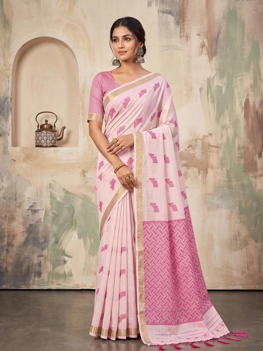 AARZOO by SHREE SHYAM FASHION fancy designer Soft LINEN COTTON fabric saree wholesale with Fancy latkan